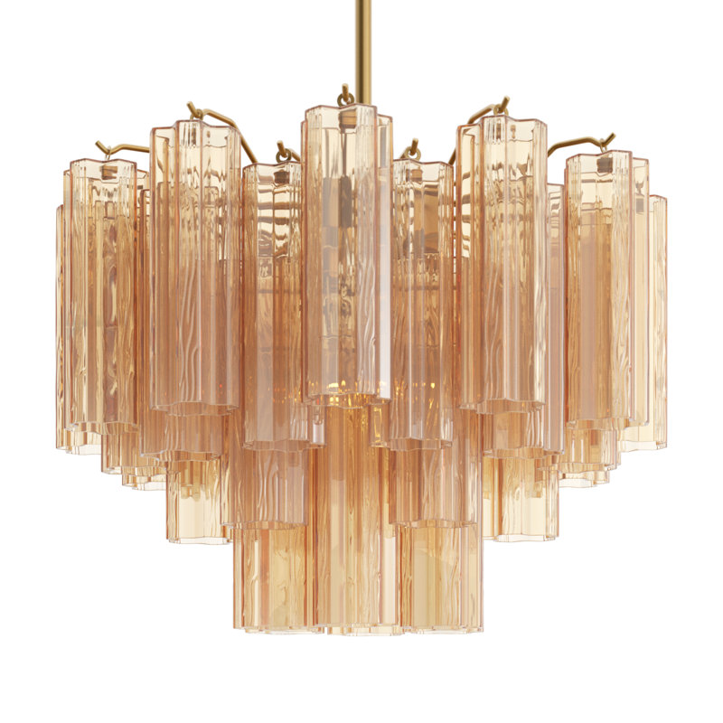 Arras Dimmable Tiered Chandelier, Aged Brass, Yellow, 14" H x 19.75" W x 19.75" D