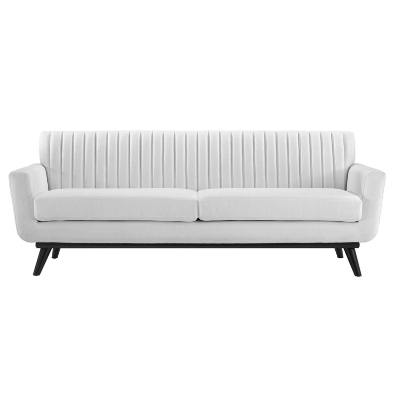 Engage Channel Tufted Fabric Sofa, White
