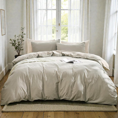 100% Washed Cotton Wave Jacquard Ripple Duvet Cover Set