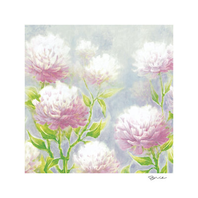 Pink Green Flower Garden - Wrapped Canvas Painting