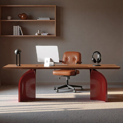 Simple solid wood computer desk for office use