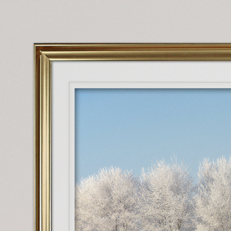 « frozen lane », reproduction de peinture à l’acrylique encadrée, H 30 po x l 40 po x P 1,5 po, Or