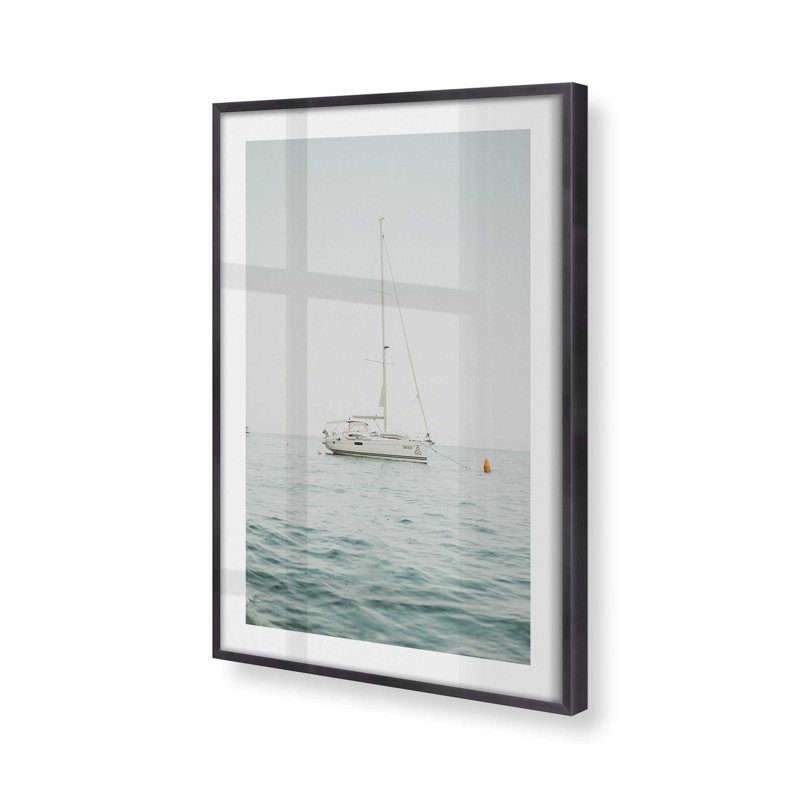 Impression de voile sereine, Cadre simple en zinc patiné, H 15,25 po x l 12,25 po x P 1,25 po