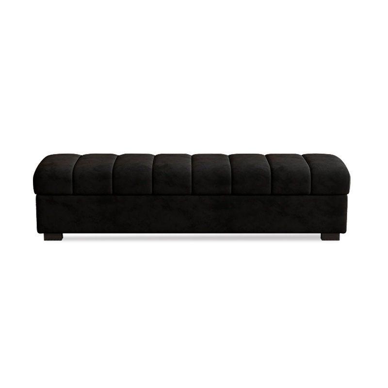 Banc de rangement léger en velours de bois massif de style luxueux pour chambre à coucher et salon, Noir