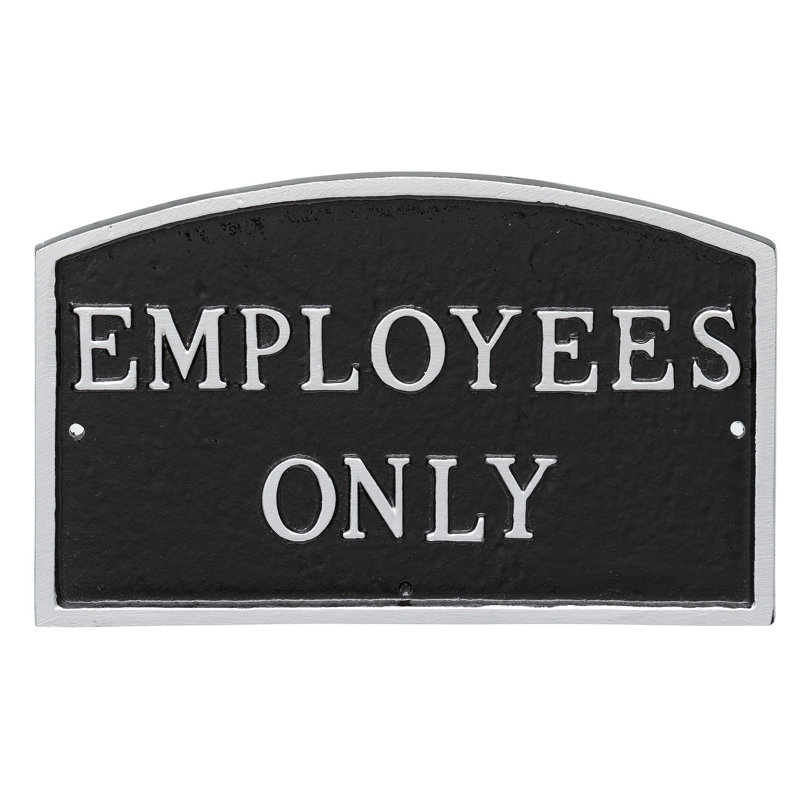 Employees Only Statement Garden Plaque, Black/Silver