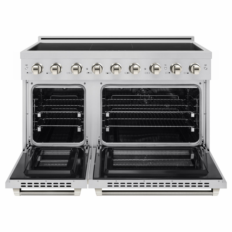 ZLINE Autograph 48 in. 7 Element Paramount Induction Range with Polished Nickel Helix Handles