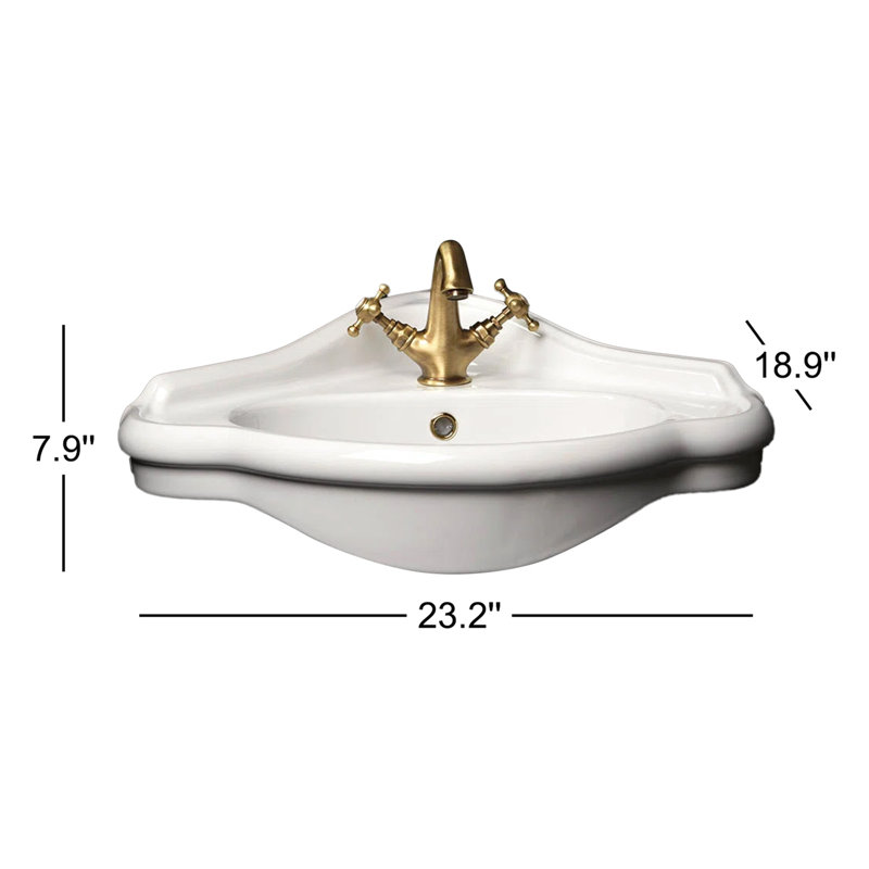 Contea Corner Wall-Mount Bathroom Sink with Overflow