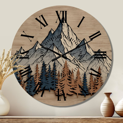 Horloge murale en métal blanc et brun - montagnes berbères du Maroc
