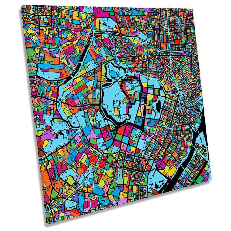 Tokoyo City Modern Map - Wrapped Canvas Print, 91.4cm H x 91.4cm W x 4cm D