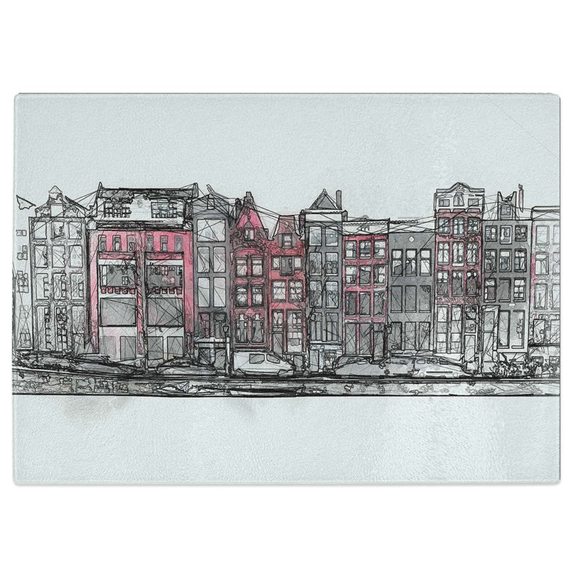 Tempered Glass Wintertime in Amsterdam Netherlands in Abstract Chopping Board, 39 cm W x 28.5 cm L