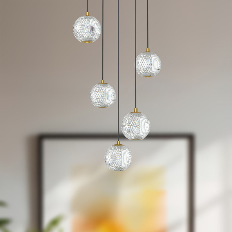 Marni 5 - Light LED Pendant, Natural Brass