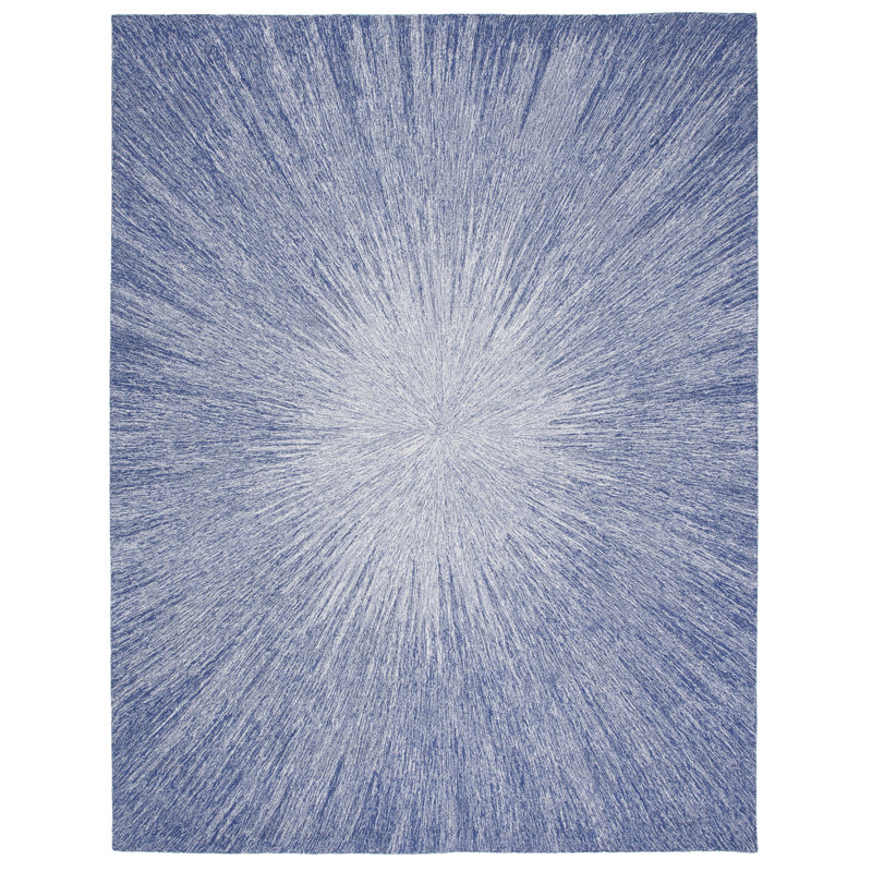 Blue Hand-Tufted Wool 9' x 12' Rectangular Rug