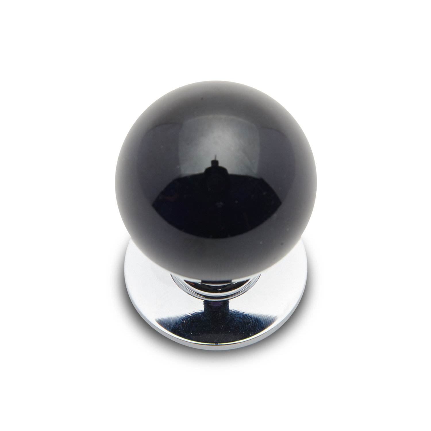 CK Series Globe Porcelain Cabinet Knob, 1.25", Black/Polished Chrome