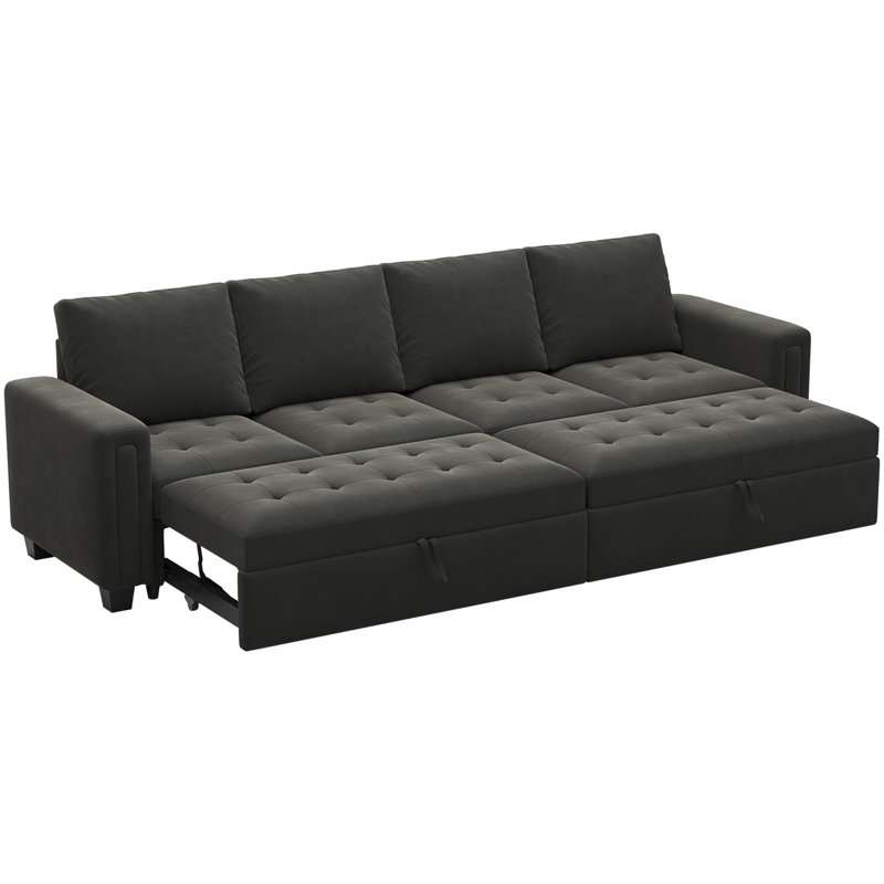 Canapé-lit modulaire en velours, Velours gris