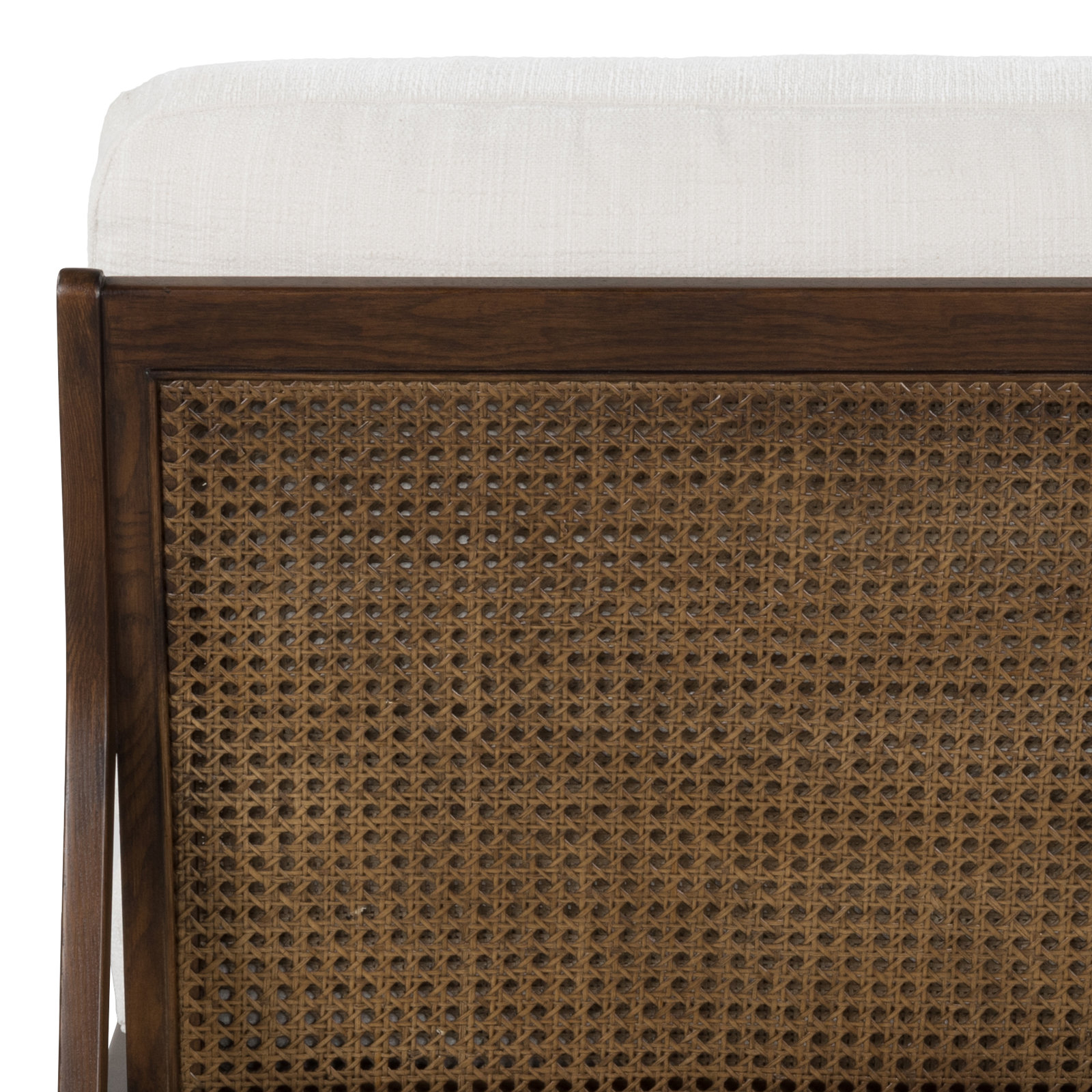 Carmelo Genuine Leather Armchair, Crosshatch Cream Basketweave/Walnut