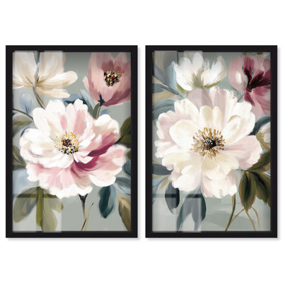 Blush Pink Bedroom Dreamscape Set Floral Shadowbox Print by Art Remedy