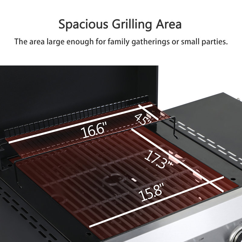 Barbecue au propane à 3 brûleurs avec grilles de cuisson en émail métallique