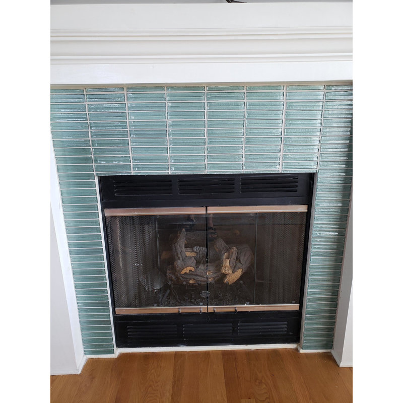 Maya Stacked 12x12 Polished Glass Mosaic Tile, Stacked Ocean