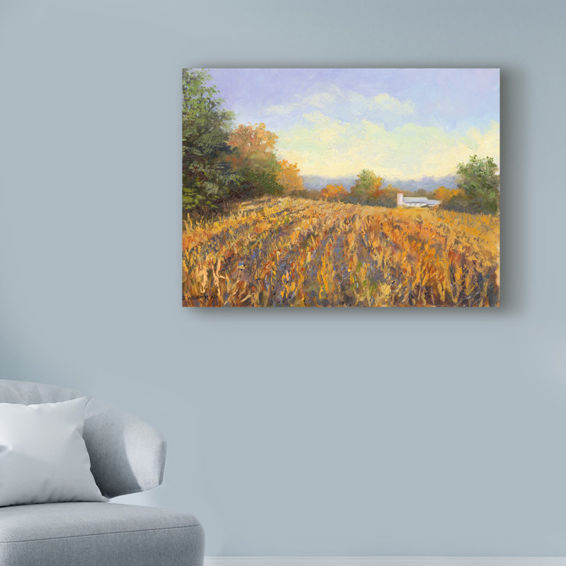 « corn rows », reproduction de peinture à l’acrylique sur toile tendue, H 14 po x l 19 po x P 2 po
