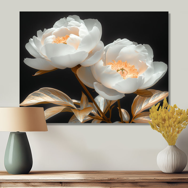 Gilyard - pivoines, impression d'art mural, H 30 po x l 40 po x P 1,5 po, Métal