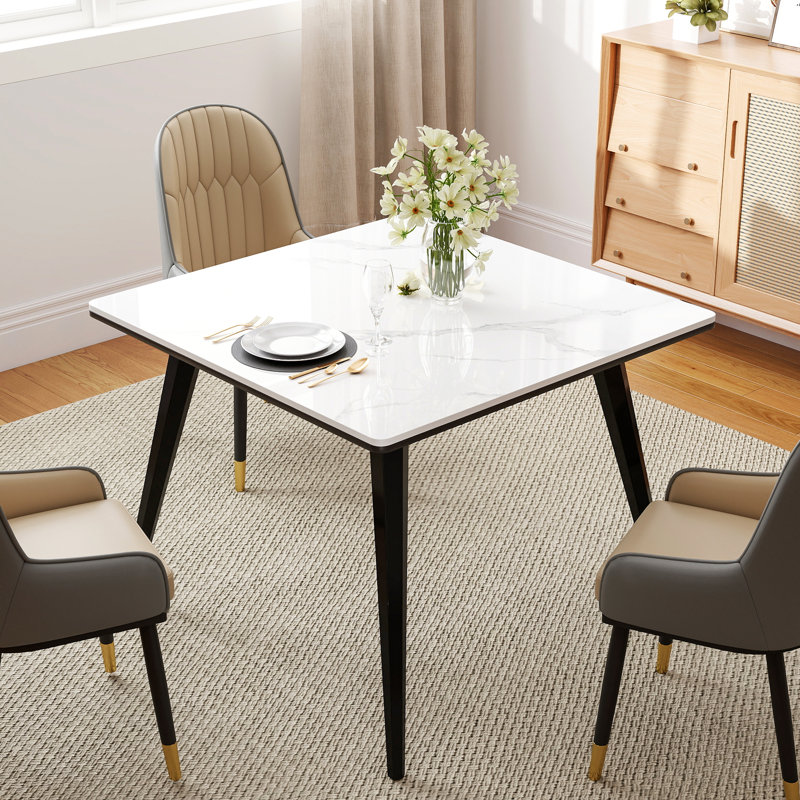 Plateau de table carré en pierre frittée, assorti à divers pieds de table, H 1,06 po x L 35,43 po x l 35,43 po
