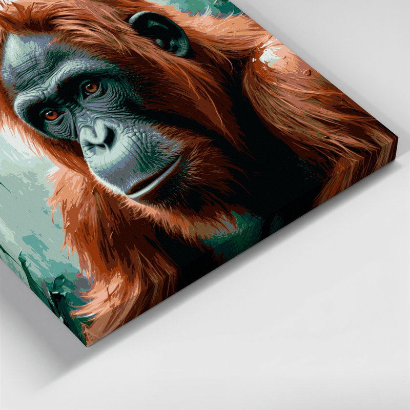Faune, orang-outan gris, art mural sur toile, H 11 po x l 14 po