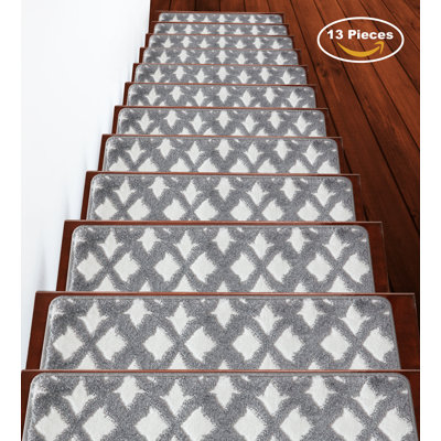 Salas Trellis Vibrant and Soft Non -Slip Indoor 9" x 28" Stair Tread