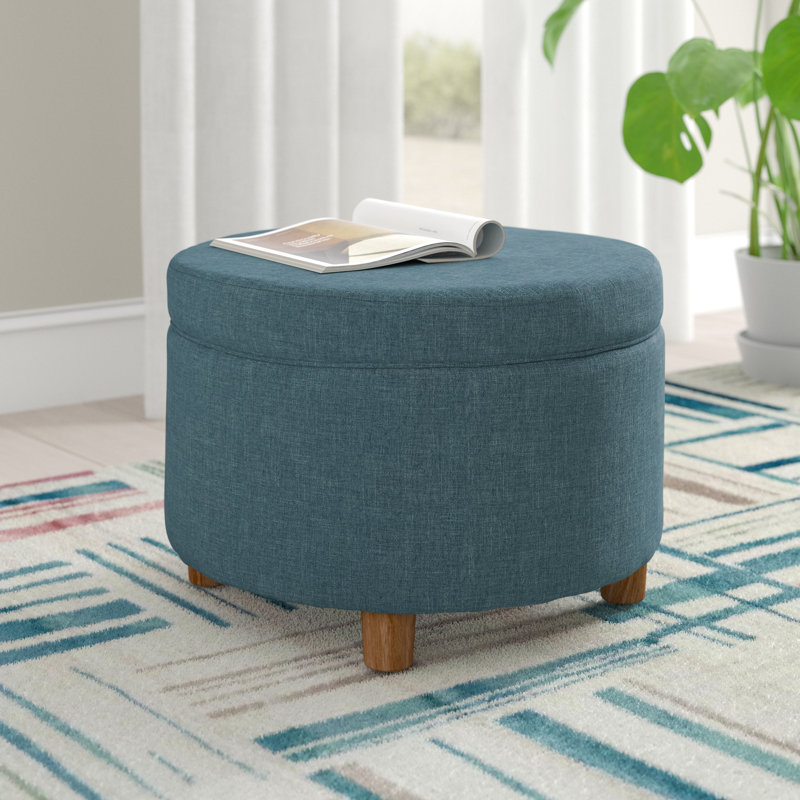 Repose-pieds rond avec rangement Chew Stoke, Bleu sarcelle