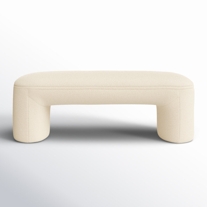 Torrance Polyester Upholstered Bench, Ivory Sherpa