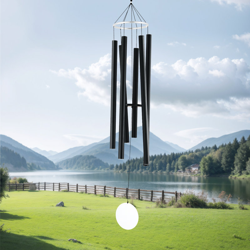 Metal Wind Chime, 25cm H x 167.6cm W x 25cm D, Black