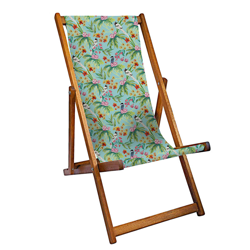 Grenada Folding Deck Chair, Aqua/Green