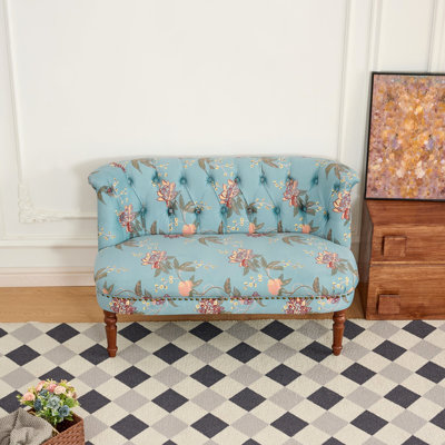 Floral Print Tufted Sofa Chair For Living Room, Bedroom, And Balcony, Versatile And Elegant European Style Seating