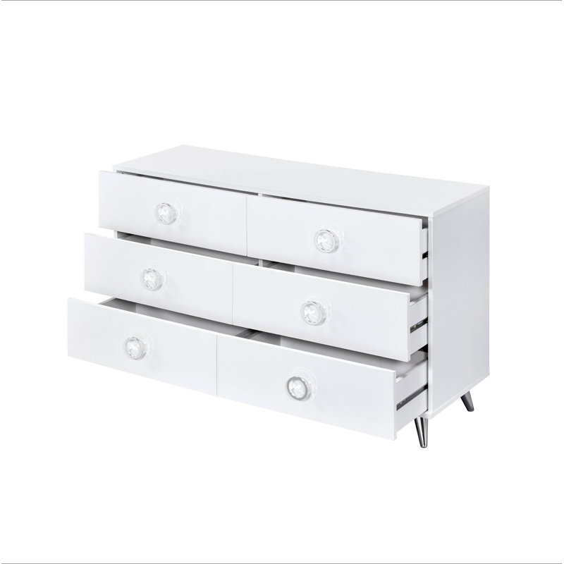 Commode blanche à 6 tiroirs
