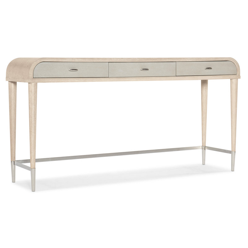 Cream Oak Veneer and Metal Console Table with Storage
