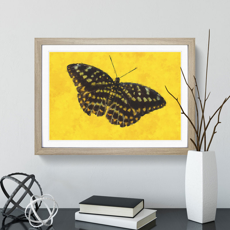 Butterfly Vol.4 - Picture Frame Painting, 27cm H x 36cm W x 2cm D, Oak Framed