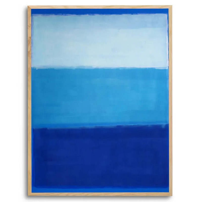 Blue Homage To Rothko by Drew Gaffney, 26" H x 20" W x 2" D, Natural Floater Framed Canvas, No Mat