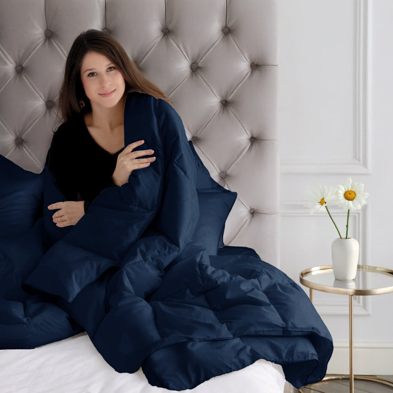 All Season Down Alternative Comforter Microfiber Duvet Insert with Corner Tabs, King, Navy Blue
