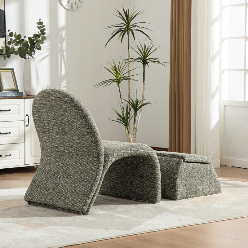 Fauteuil rembourré moderne avec repose-pieds en chenille