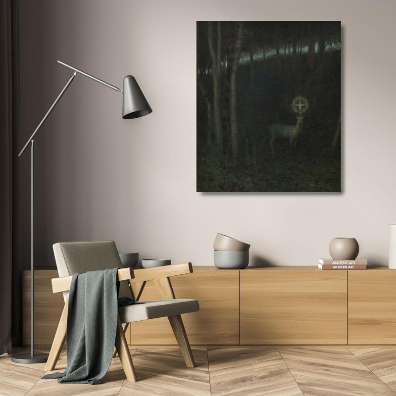 «The Vision of Saint Hubert» par Franz Von Stuck - Art mural sur toile tendue avec châssis, H 24 po x l 17 po