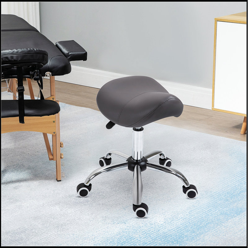 Tabouret ergonomique à roulettes en cuir polyuréthane
