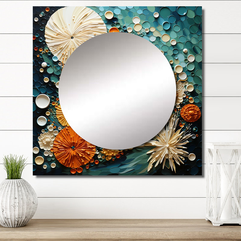 Grand miroir mural carré pour la chambre à coucher Ferme et océan, 23 po x 23 po