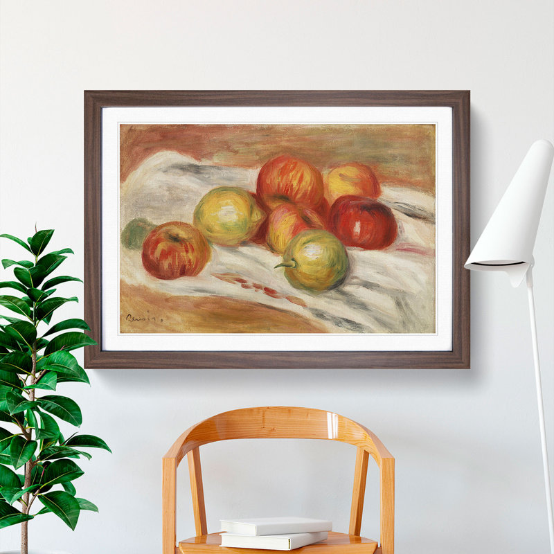 Still Life with Fruits Vol.3 by Pierre-Auguste Renoir - Picture Frame Painting, 36cm H x 48cm W x 2cm D, Walnut