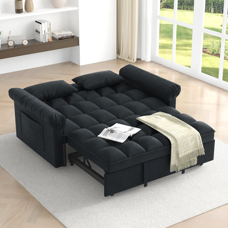 Loveseats Sofa Bed With Pull-Out Bed,Adjsutable Back
