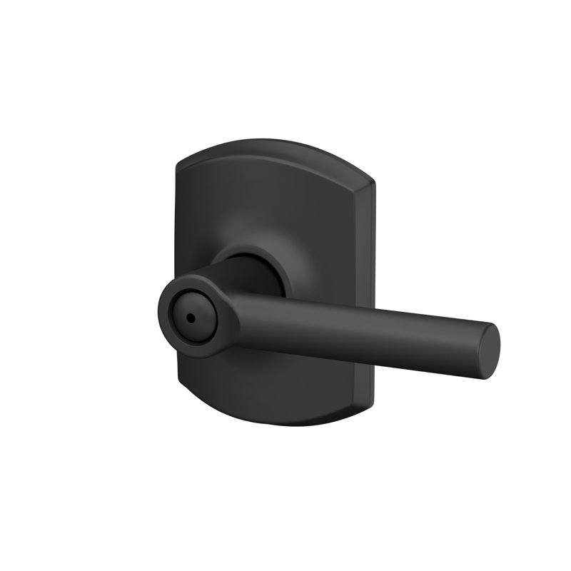 Broadway Privacy Leverset with Greenwich Rosette, Matte Black