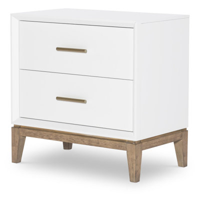 Melrose 28" Wide Select Hardwood Solids and White Oak Veneer Casual Contemporary Nightstand 2 Drawer