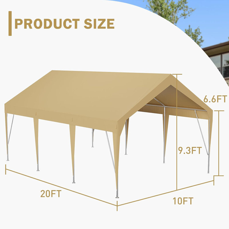 13 pi. L 20 pi. D Auvent, Beige