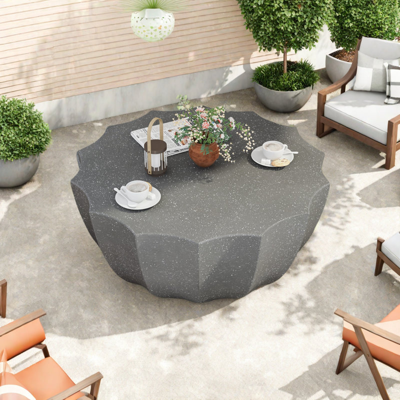 35.43" Modern Outdoor And Indoor Waterproof Coffee Table, Durable Mgo Cement Design, Suitable For Terraces, Gardens, Backyards And Living Rooms