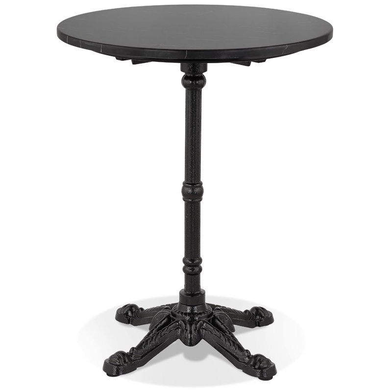 Muth Round Metal Base Dining Table, Black