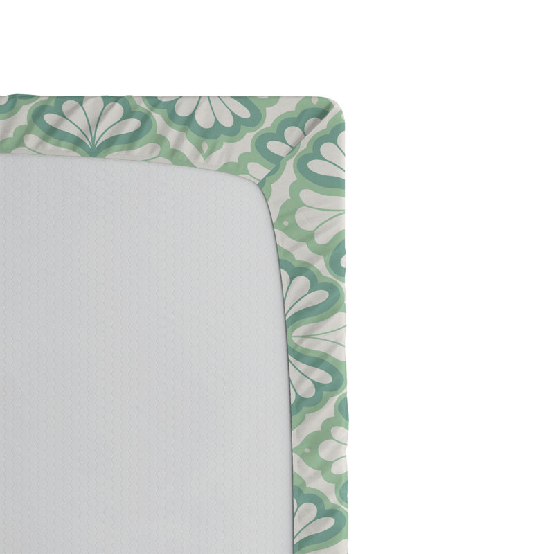 Drap-housse à motif floral Ambesonne, Vert laurier / motif géométrique blanc cassé, Drap-housse grand
