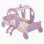 Lit de voiture avec couronne Princess, lit plateforme en bois avec escalier-976459127